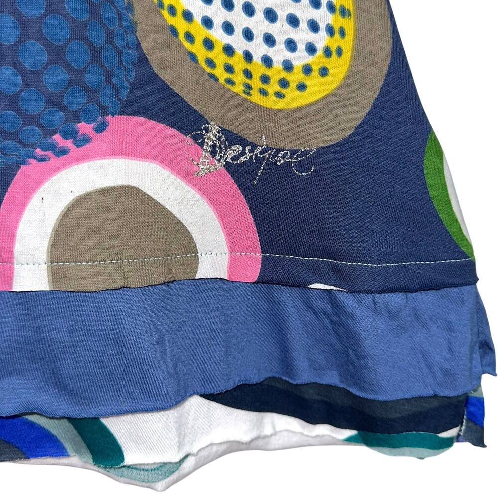 Desigual Colorful Boho Art Embroidered Floral Cotton A-Line Skirt Size Large - Picture 5 of 16